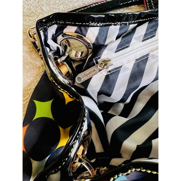 Vintage LeSportSac Shoulder Bag / Black Multicolor Purse Y2K - Picture 10 of 12